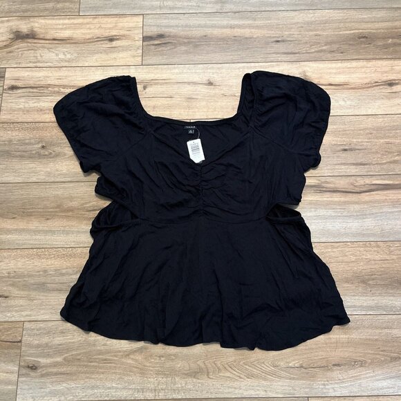 Torrid Babydoll Rayon Top With Side Cutouts SZ 4X (26) Black Blouse Stretch - Picture 1 of 10